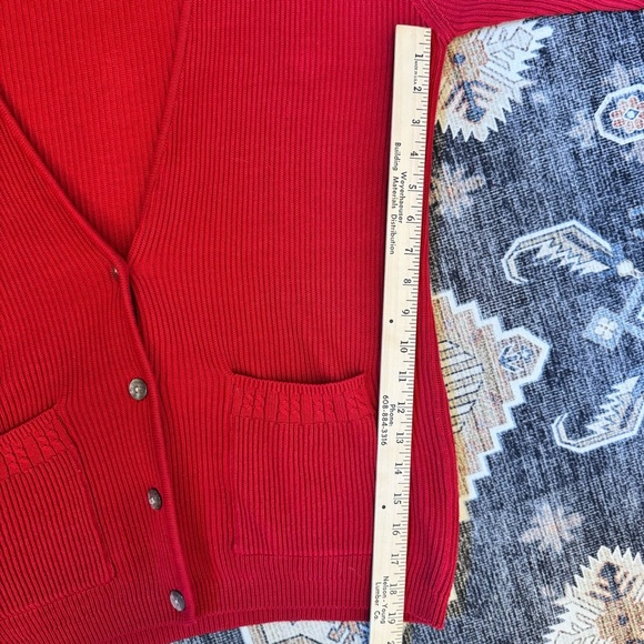 Talbots Women’s Red 100% Cotton Knit Button Down Cardigan Size Medium - Picture 9 of 11